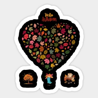 Autumn leaves heart Sticker